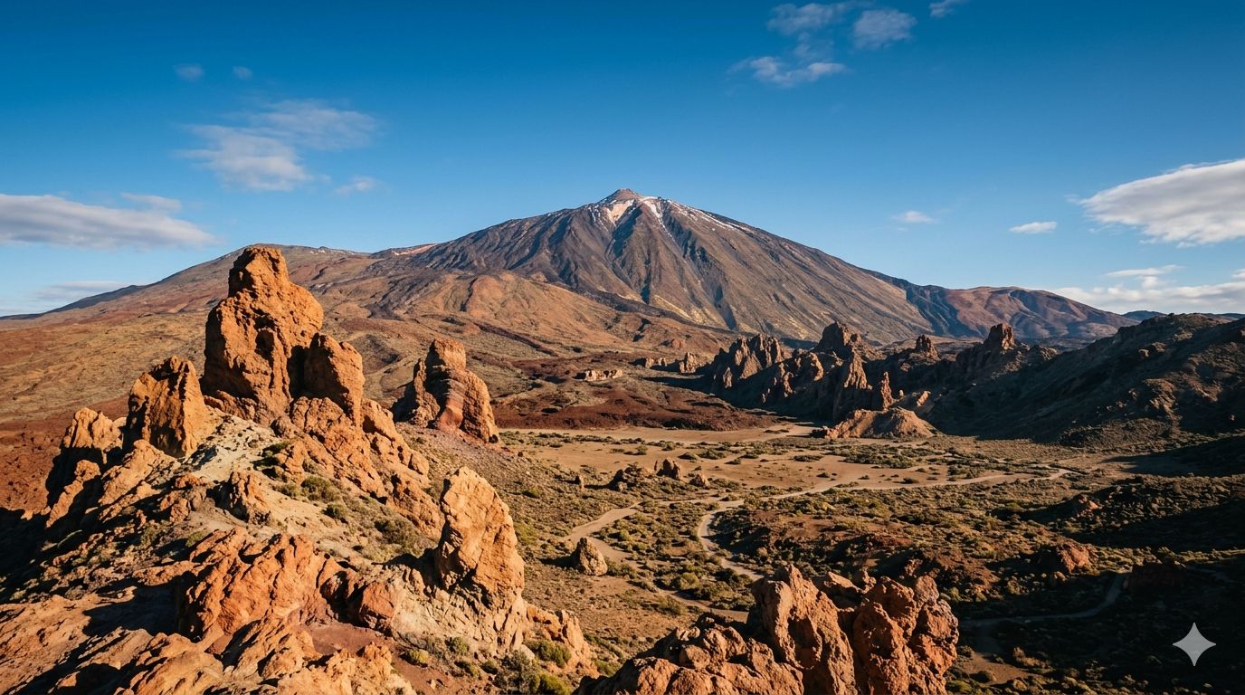 Der majestätische Vulkan Teide auf Teneriffa vor strahlend blauem Himmel
